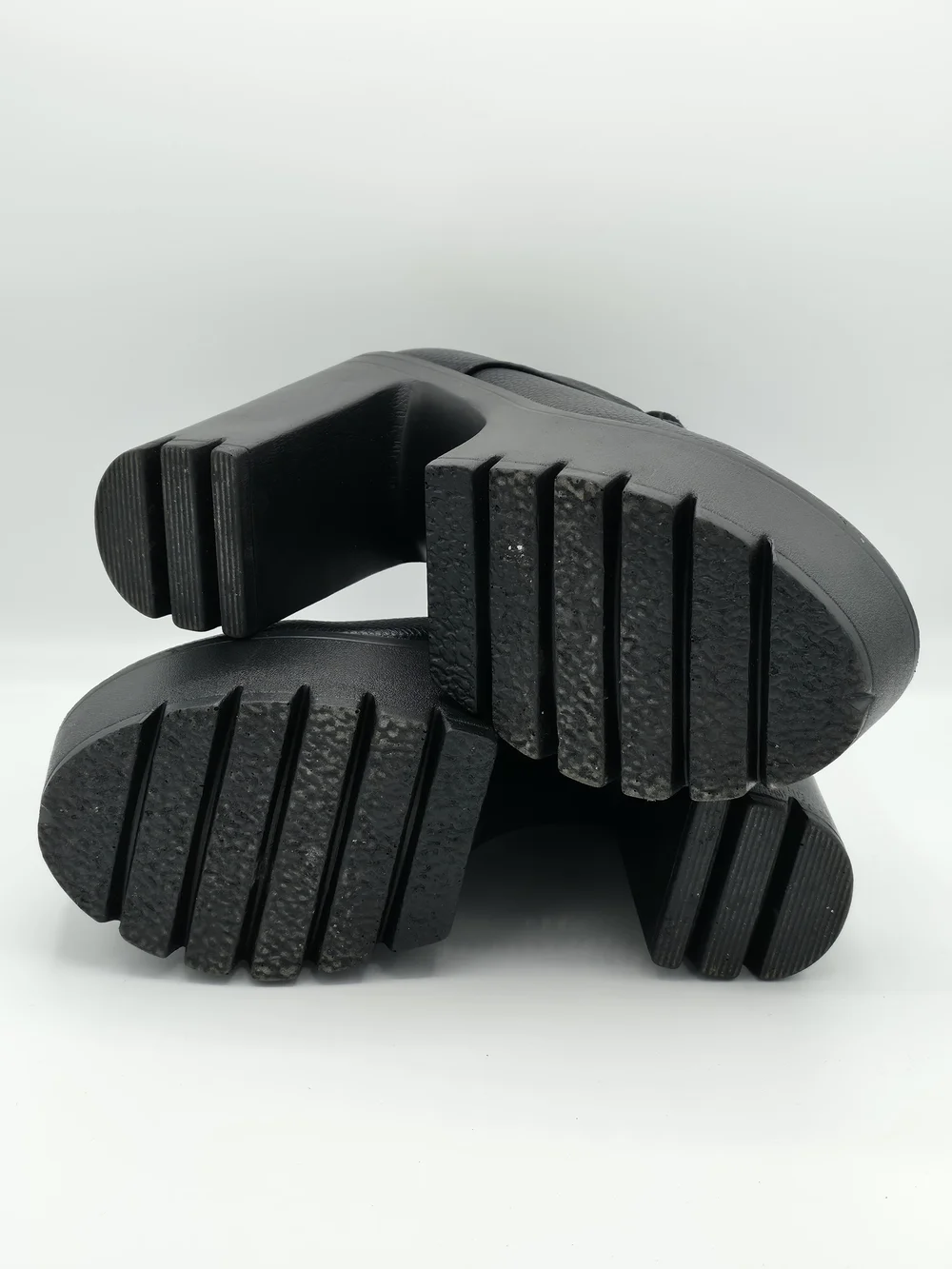 Black Platform Lace-Up Women's Heels
